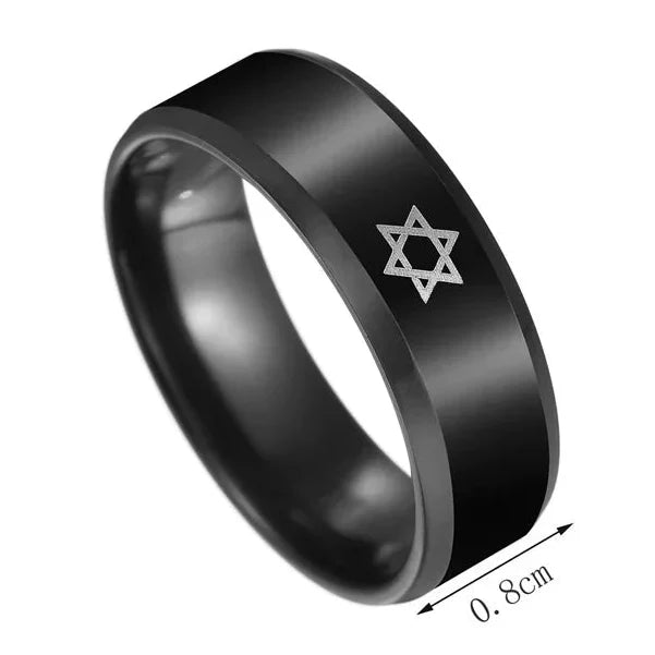 Bague noire avec l'étoile de David symbole juif