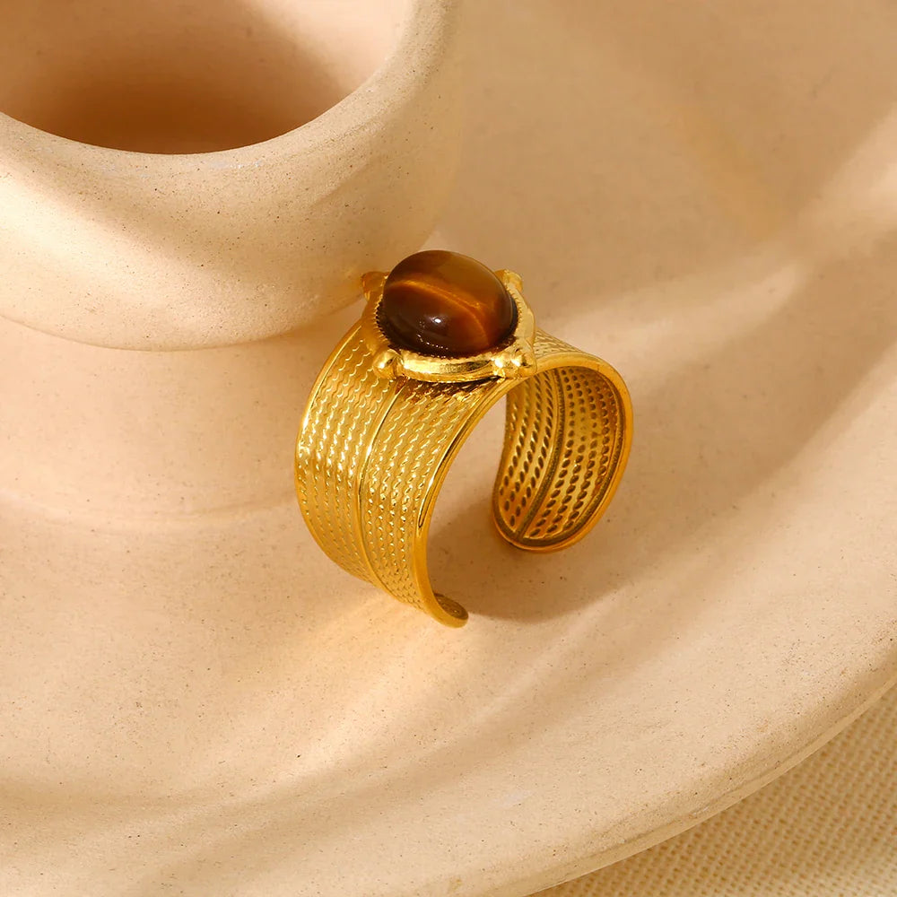 Anillo Ojo de Tigre para Mujer Oro