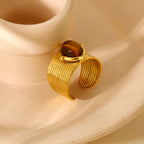 Anillo Ojo de Tigre para Mujer Oro