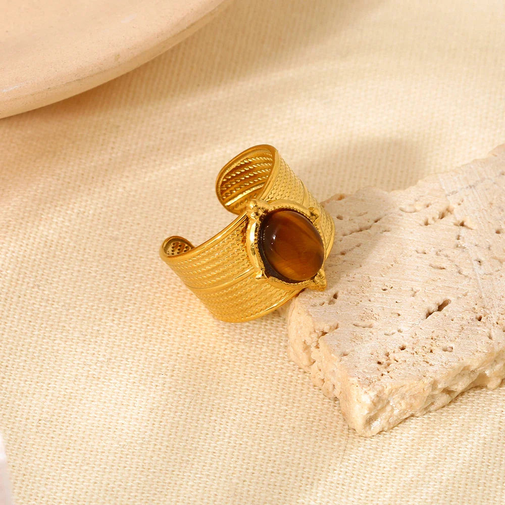 Anillo Ojo de Tigre para Mujer Oro
