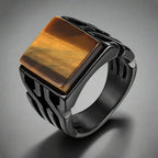 Men's Tiger Eye Ring Square Stone