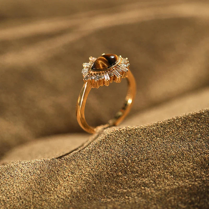 Anillo de Oro Ojo de Tigre para Mujer