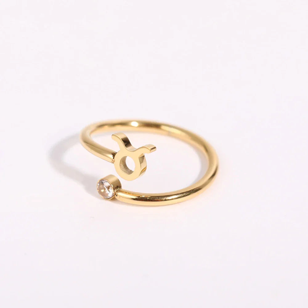 Gold Zodiac Sign Ring 12 Constellations Taurus