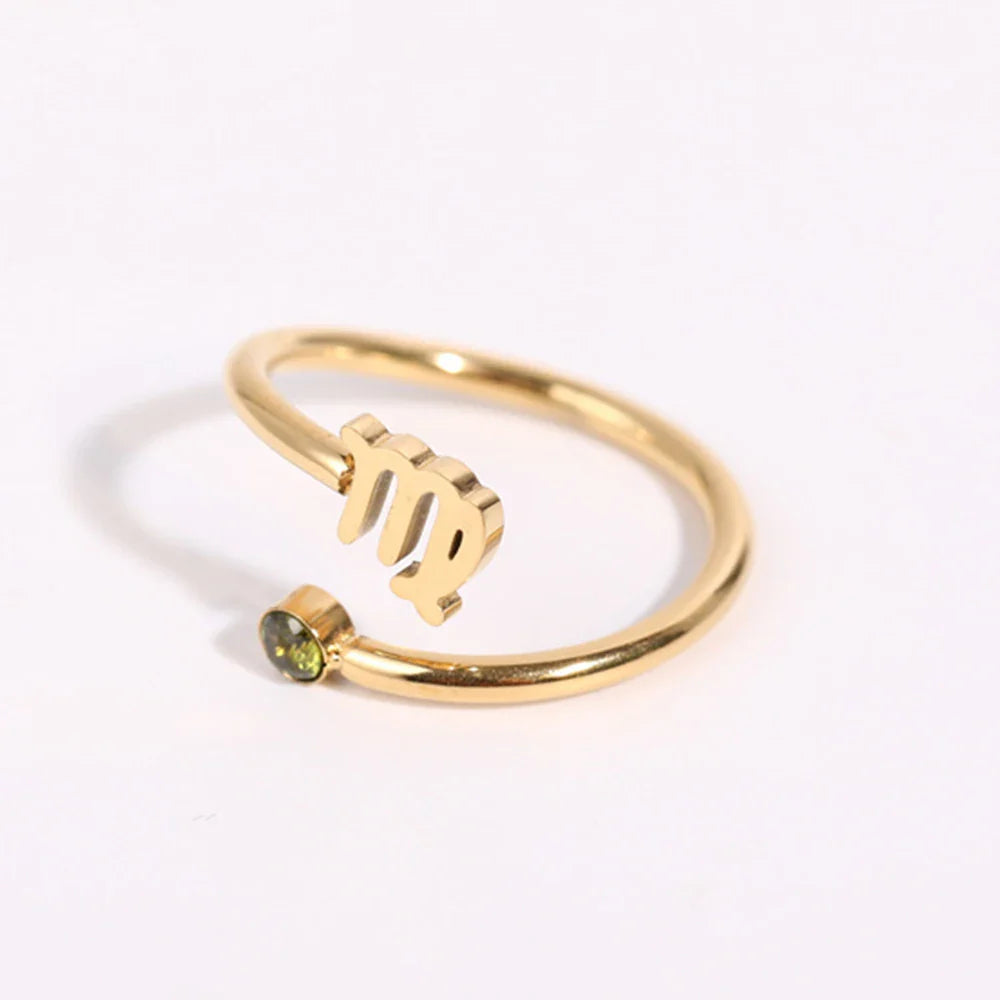 Gold Zodiac Sign Ring 12 Constellations Virgo
