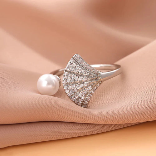 Bague Coquille Saint-Jacques et Perle Coquillage