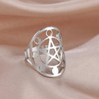 Anillo Pentáculo Hechicería Anillo Wicca plata