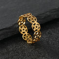 Women's Pentacle Witchcraft Ring Wiccan Gold Band