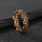 Women's Pentacle Witchcraft Ring Wiccan Rose Gold Band