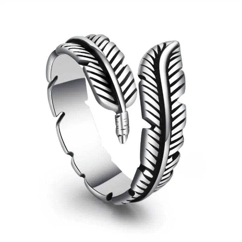 Silver Plated Feather Ring for Women