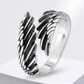 Bague plume argentée pour homme