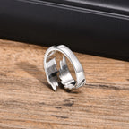 Bague plume argentée pour homme