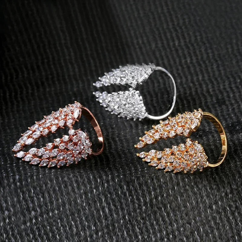 Feather Ring in Gold Zircon