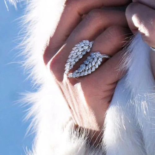 Bague Plume en Zircon argent