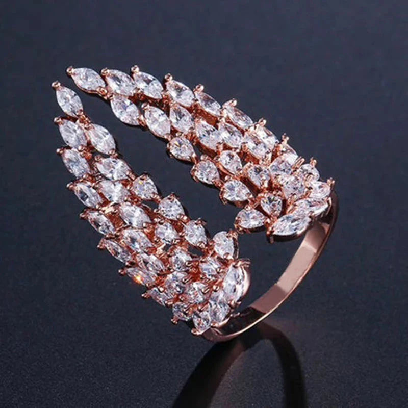 Feather Ring in Rose Gold Zircon