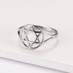 Open women’s ring with the Star of David, a Jewish symbol 