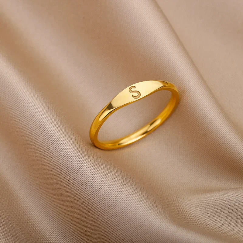 Women's initial letter ring