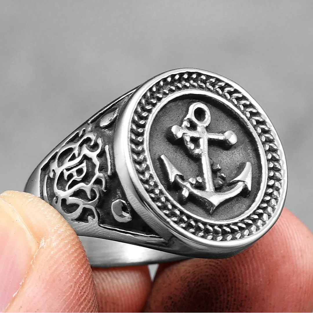 bague homme ancre