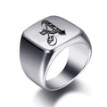 Silver-toned men's initial letter ring