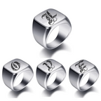 Silver-toned men's initial letter ring