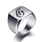 Silver-toned men's initial letter ring