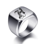 Silver-toned men's initial letter ring