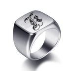 Silver-toned men's initial letter ring