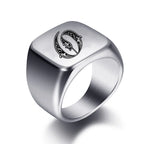 Silver-toned men's initial letter ring