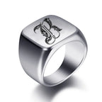 Bague large homme initiale r