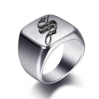 Bague large homme initiale w
