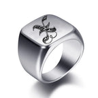 Silver-toned men's initial letter ring