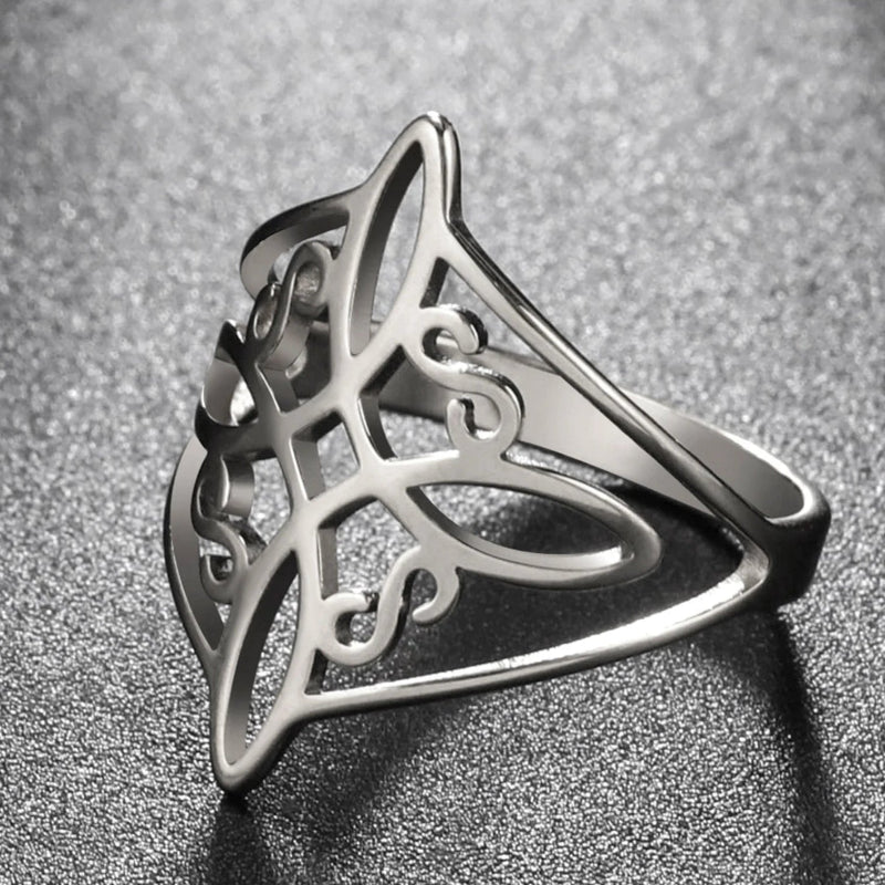 Anillo de Protección Nudo de Bruja Anillo Hombre Mujer Wiccano plata