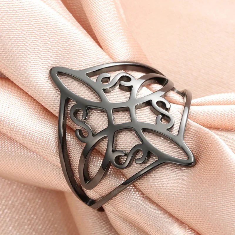Anillo de Protección Nudo de Bruja Anillo Hombre Mujer Wiccano negro