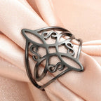 Anillo de Protección Nudo de Bruja Anillo Hombre Mujer Wiccano negro