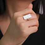 Rectangular Arabic calligraphy ring - Iman (Faith) motif