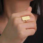 Rectangular Arabic calligraphy ring - Iman (Faith) motif