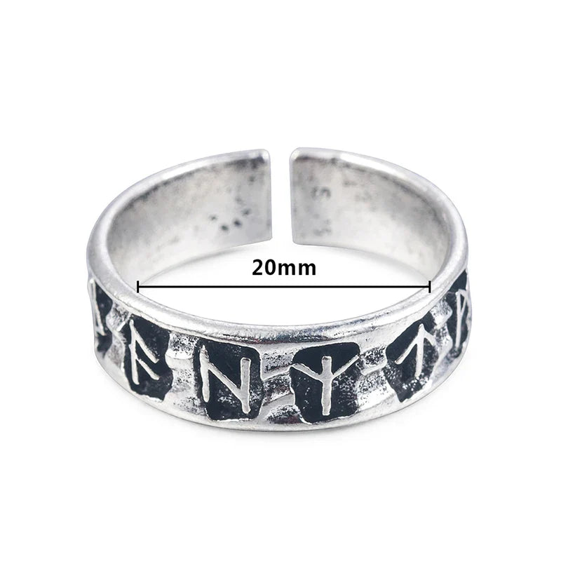 Adjustable Men's Ring Viking Runes 123