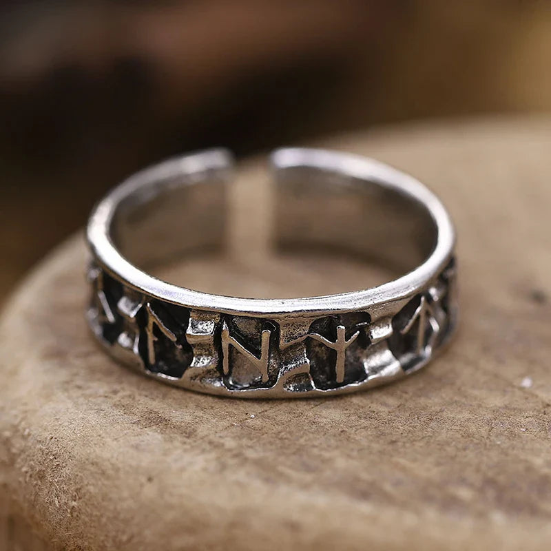 Adjustable Men's Ring Viking Runes 12