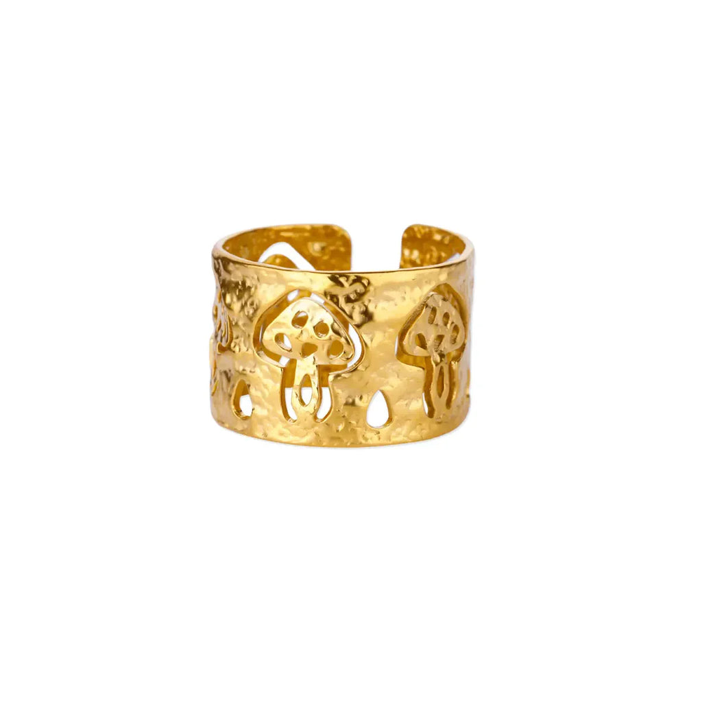 Bague Rétro avec Champignons or