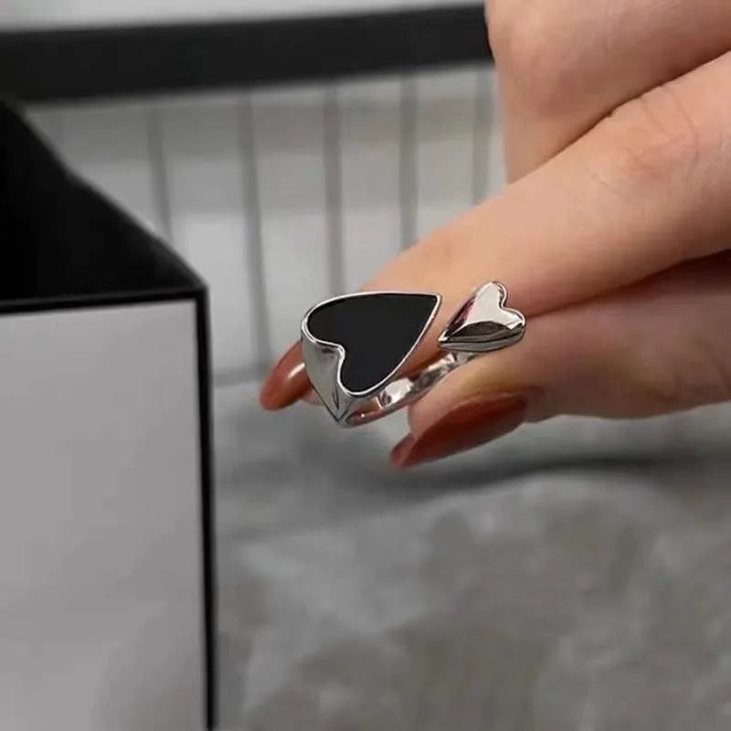 Retro Ring with Black Heart