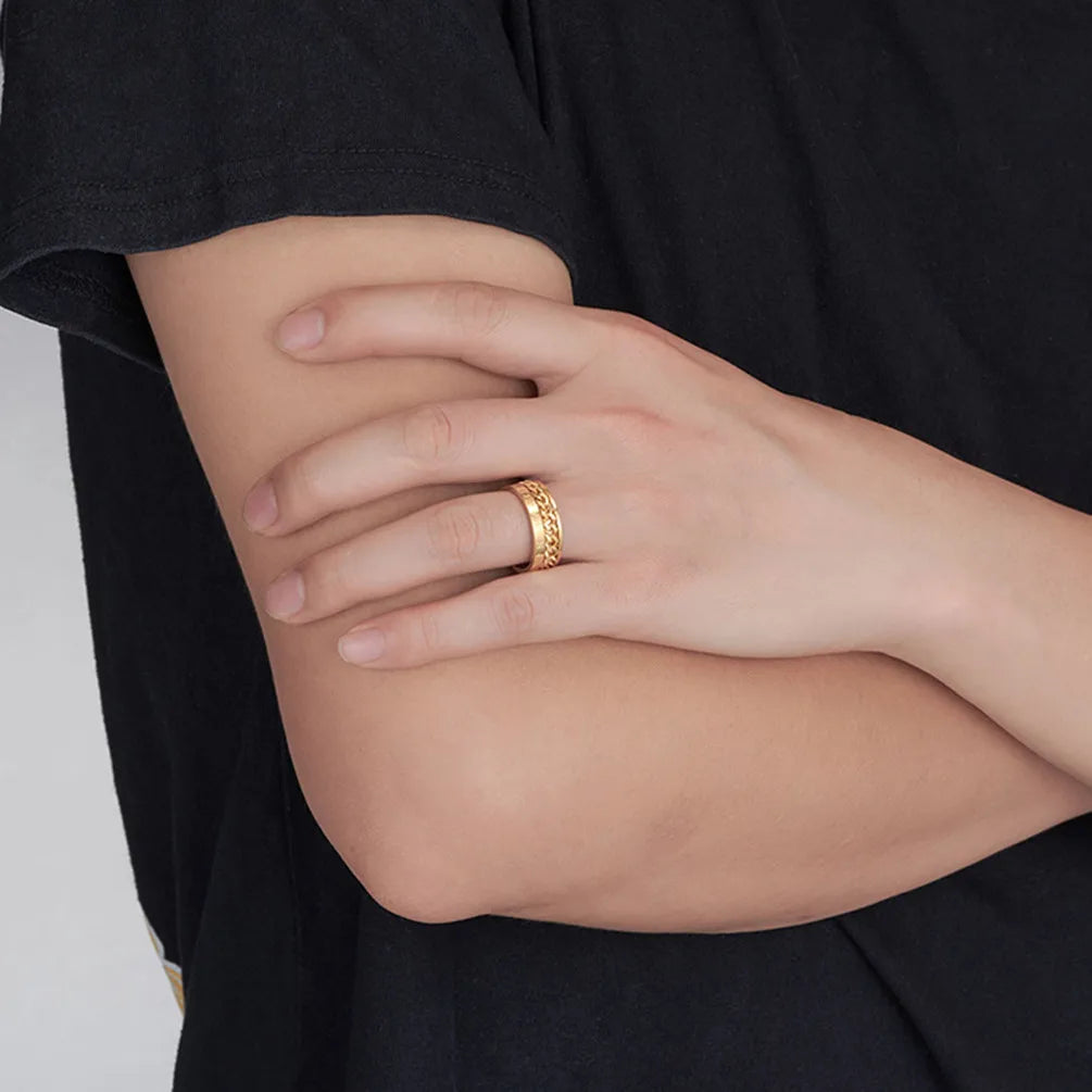 Gold Men's Anti-Stress Rotating Ring