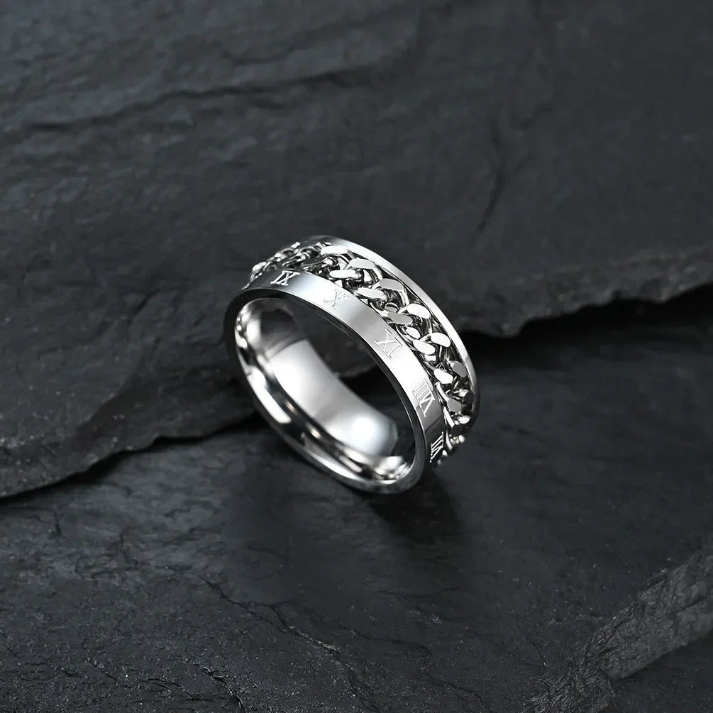 Silver Men's Anti-Stress Rotating Ring