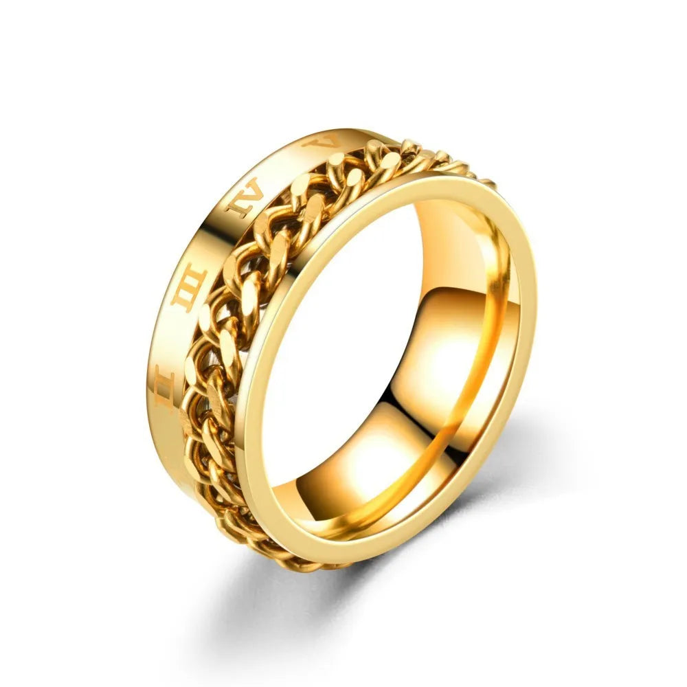 Gold Men's Anti-Stress Rotating Ring