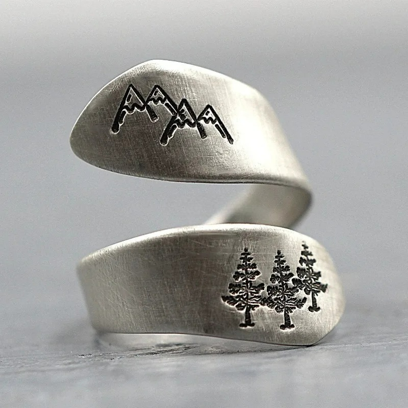 Pine Trees and Mountains Ring
