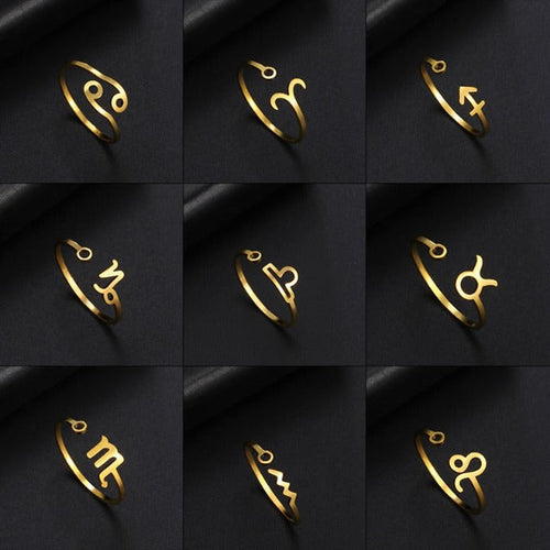 Anillo Signo del Zodíaco 12 Constelaciones Sello Anillo Astrología