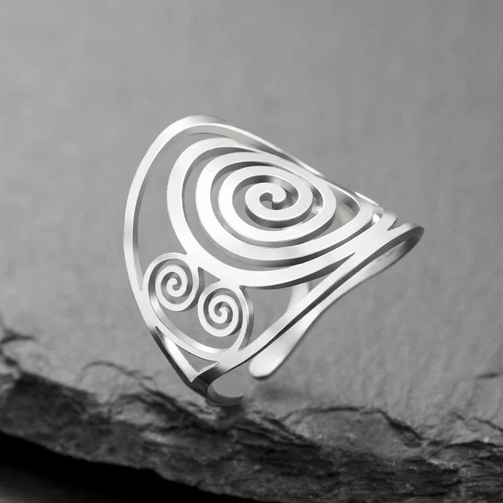 Bague spirale large pour femme argent