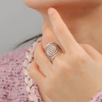 Bague spirale large pour femme argent