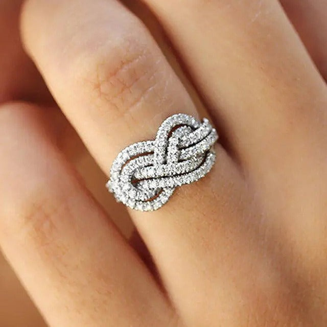 Intertwined Infinity Symbol Ring Women's Zirconia Band