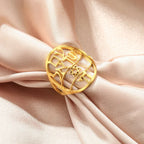 Bague symbolique juive avec gravure en hébreu étoile de David et Haï Chai or