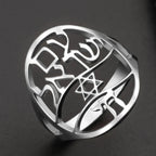 Bague symbolique juive avec gravure en hébreu étoile de David et Haï Chai argent