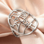 Bague symbolique juive avec gravure en hébreu étoile de David et Haï Chai argent